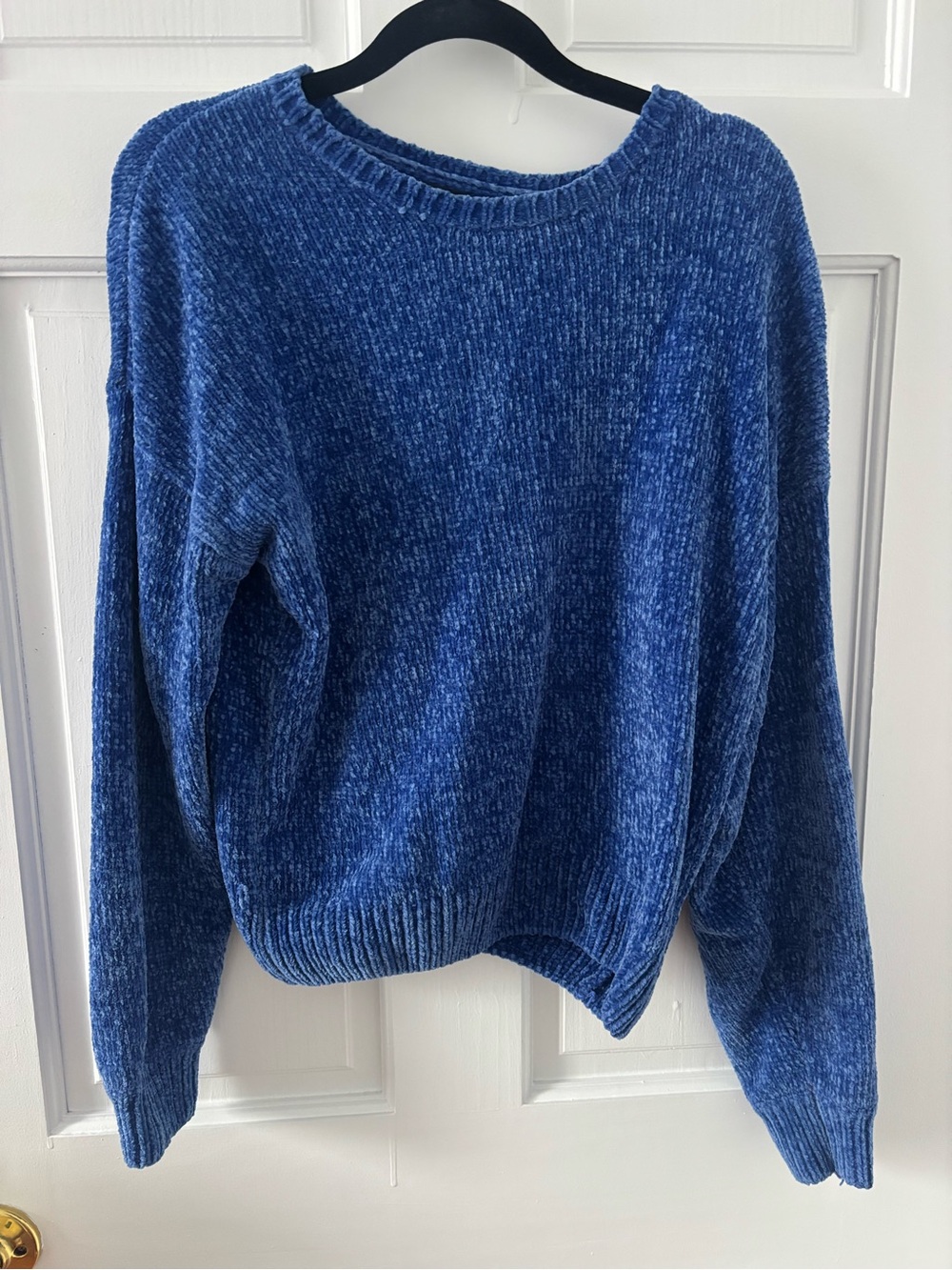 Blue Chenille Crewneck Sweater - Women